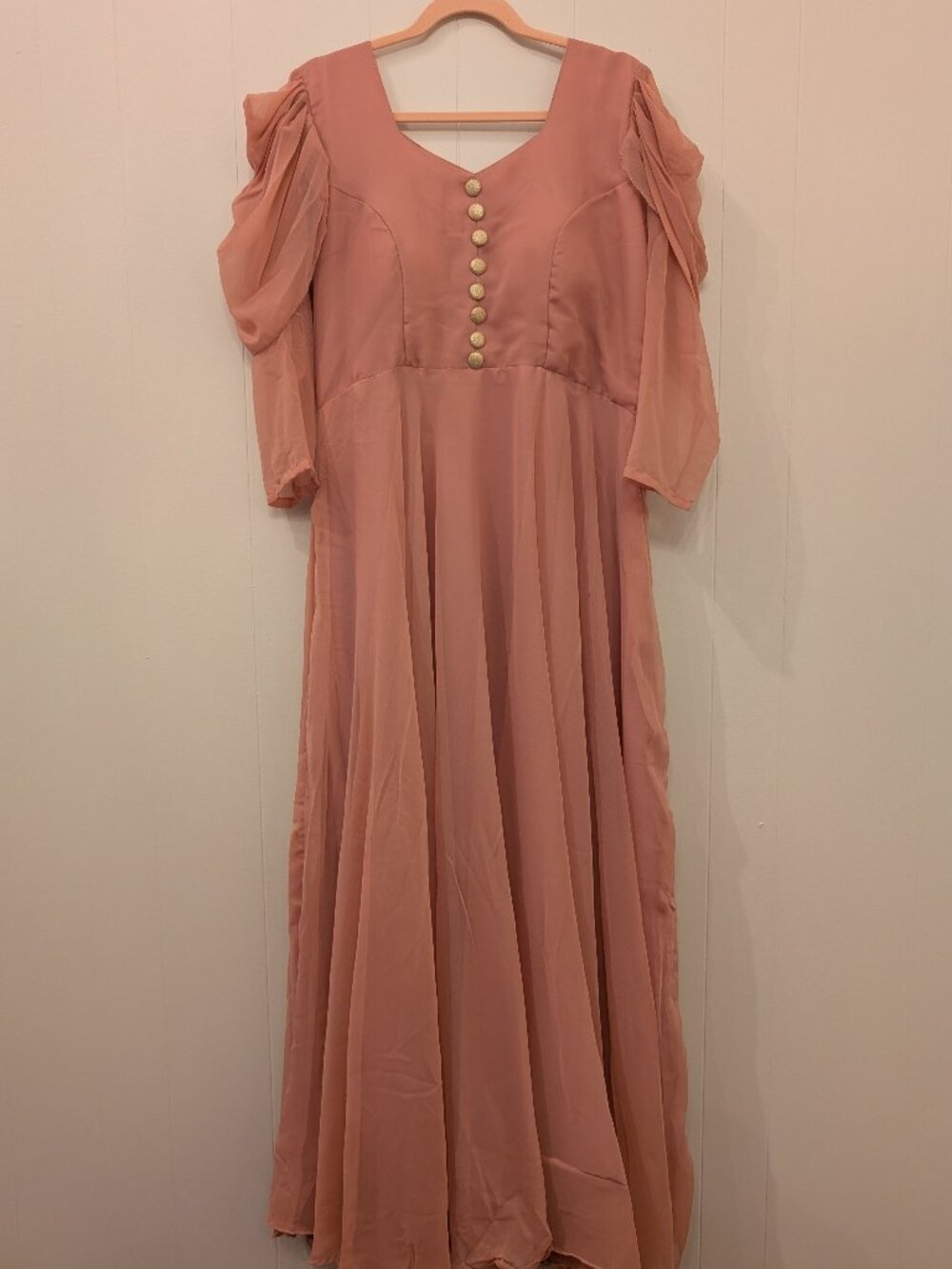 Long Sleeve Mauve Pink Anarkali Style Indian Dress Outfit